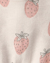 Baby Girl Organic Cotton Romper in Strawberry Print