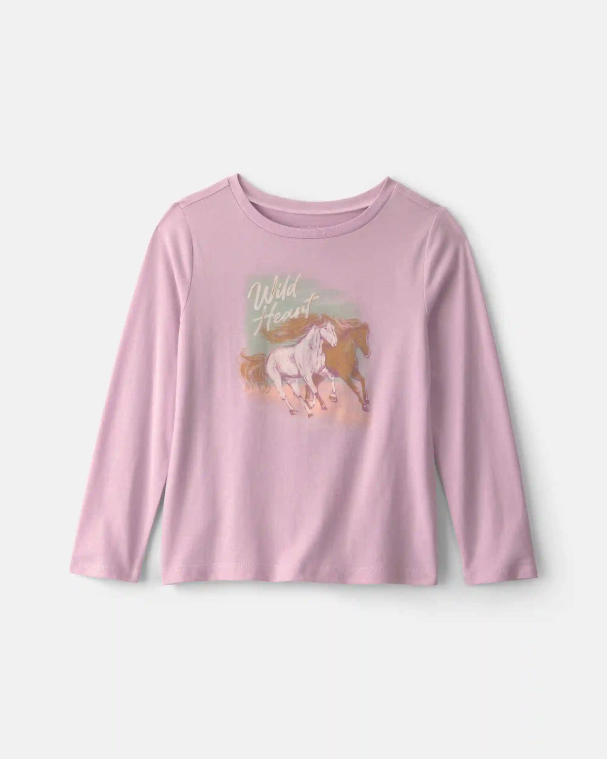 Girls 'Wild Heart' Horse Long-Sleeve Graphic Tee - Purple