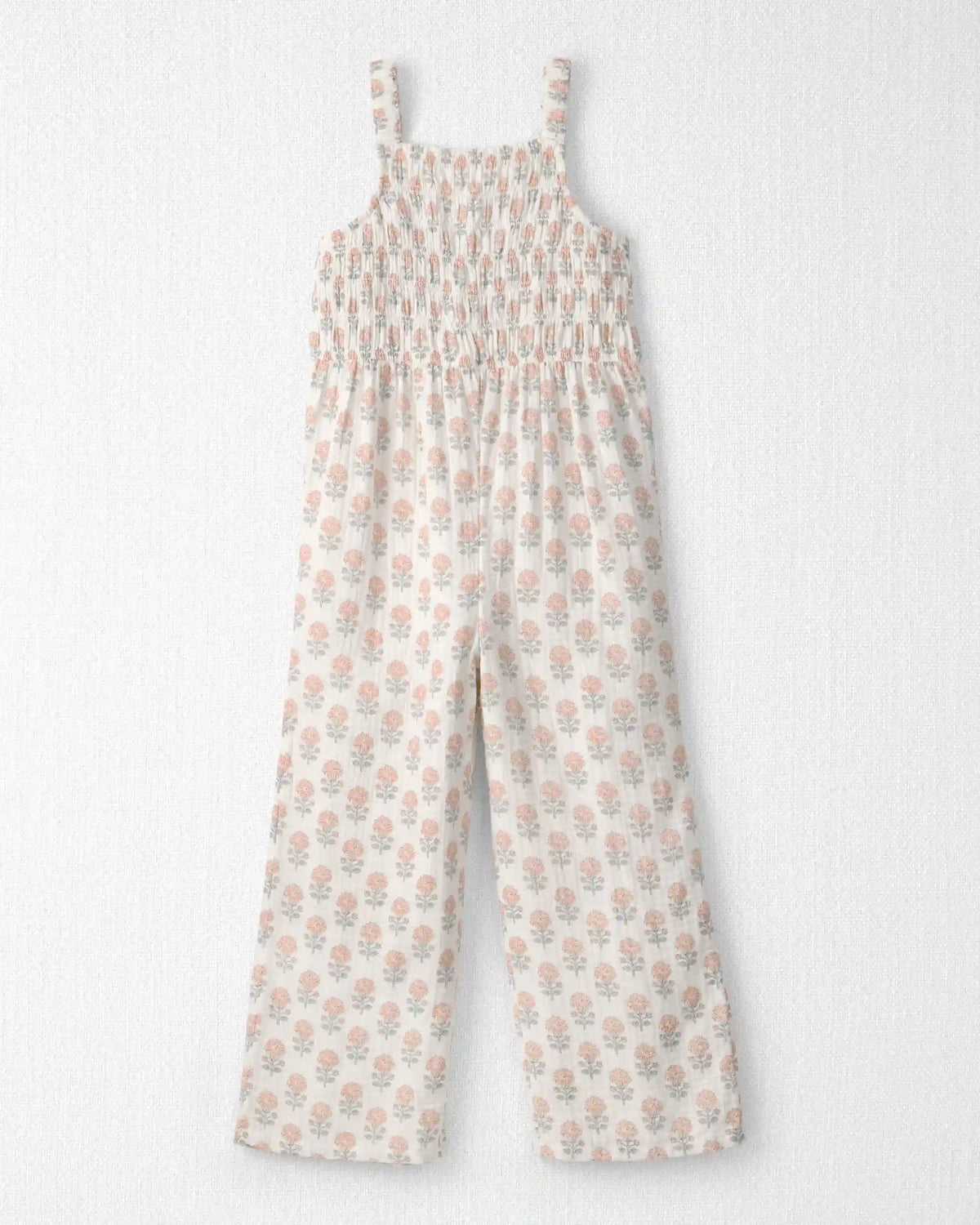 Girls Organic Cotton Gauze Jumpsuit in Rosebud Petal Print