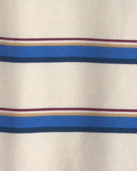 Baby Boy Striped French Terry Long-Sleeve Jumpsuit - Blue/Cream