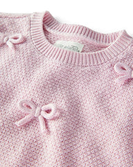 Baby Girl 2-Piece Organic Cotton Bow Knit Sweater & Pant Set