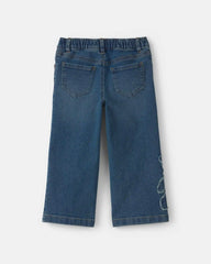 Toddler Girl Bear Denim Pull-On Jeans - Medium Wash