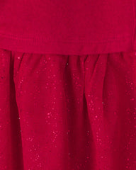 Girls Tulle Long-Sleeve Dress - Red