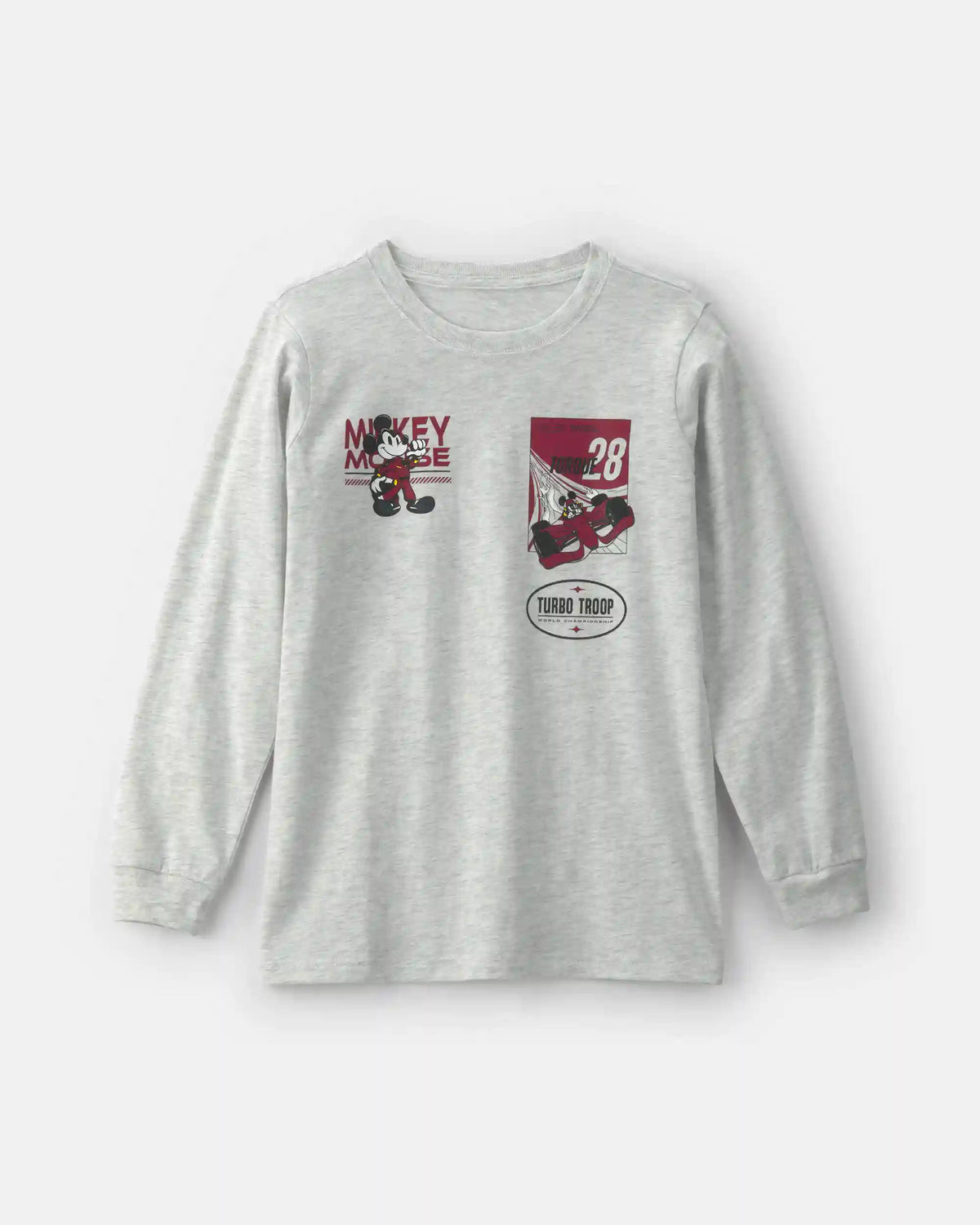 Boys Disney© Mickey Mouse Racing Long-Sleeve Graphic Tee - Grey