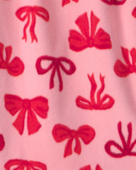 Girls Bows Fleece Loose Fit Night Gown - Pink