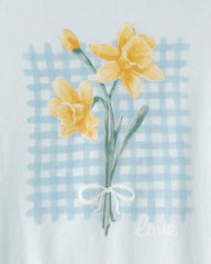 Girls Floral Graphic Tee - Blue