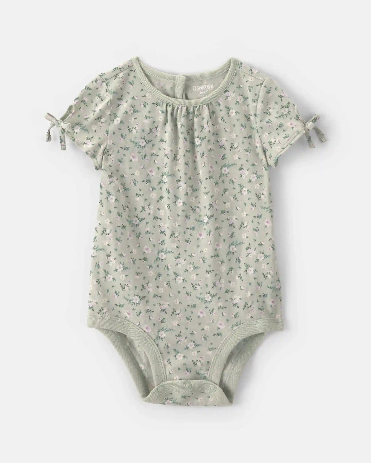 Baby Girl Floral Short-Sleeve Bodysuit - Green