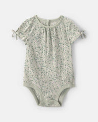 Baby Girl Floral Short-Sleeve Bodysuit - Green