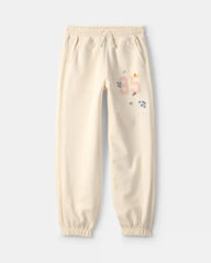Girls '95' Floral French Terry Joggers - Cream