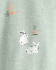 Toddler Easter Bunny PurelySoft 1-Piece 2-Way Zip Pajama - Green