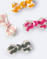 Toddler Girl 4-Pack Ric-Rack Faux Leather Bow Hair Clips