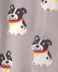 Toddler Boy 1-Piece Dog DreamPlush Snug Fit Footed Pajama - Grey