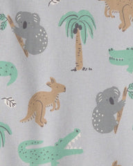 Kids 2-Piece Organic Cotton Ribbed Pajama Set in Aussie Friends Print