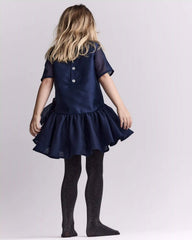 Toddler Girl Drop Waist Short-Sleeve Dress - Navy