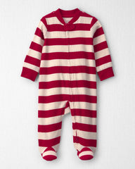 Baby Organic Cotton Ribbed Sleep & Play Pajamas in Stripes