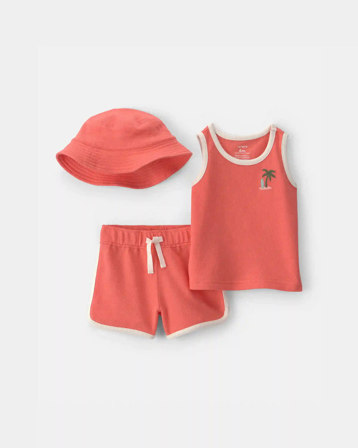 Baby Boy 3-Piece Palm Tree Top & Short Set - Coral
