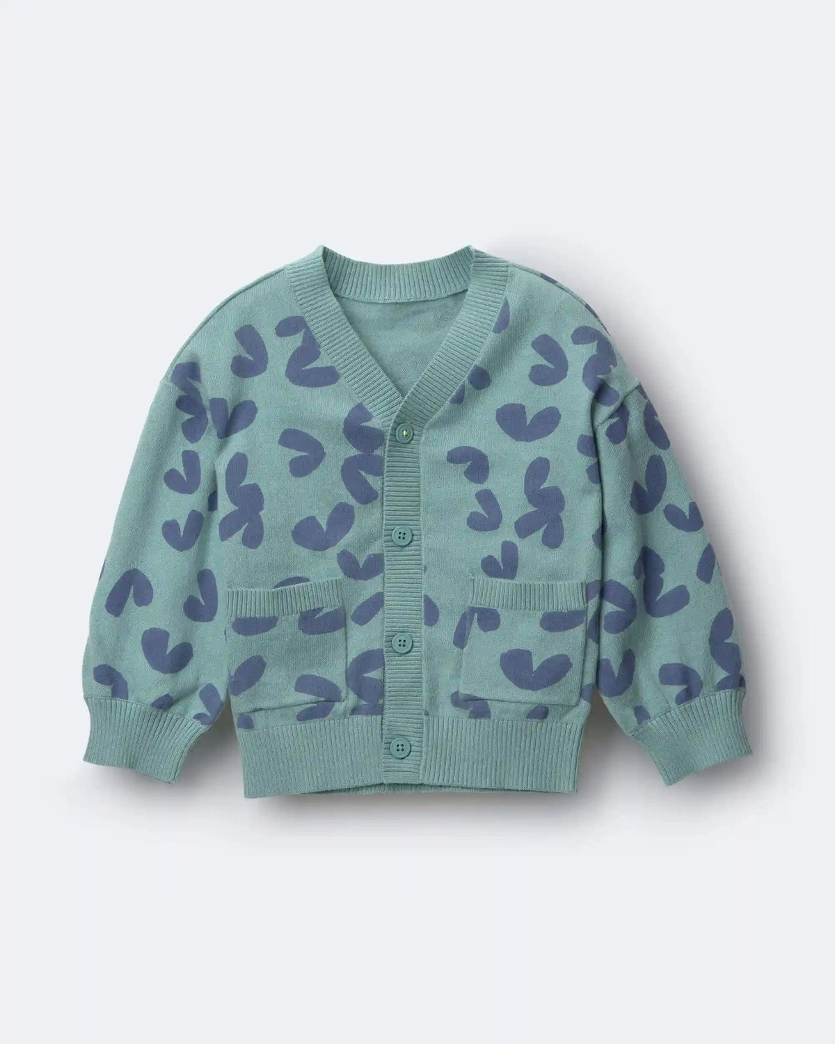 Toddler Cardigan with Avenue Pockets in Abstract Print - Teal