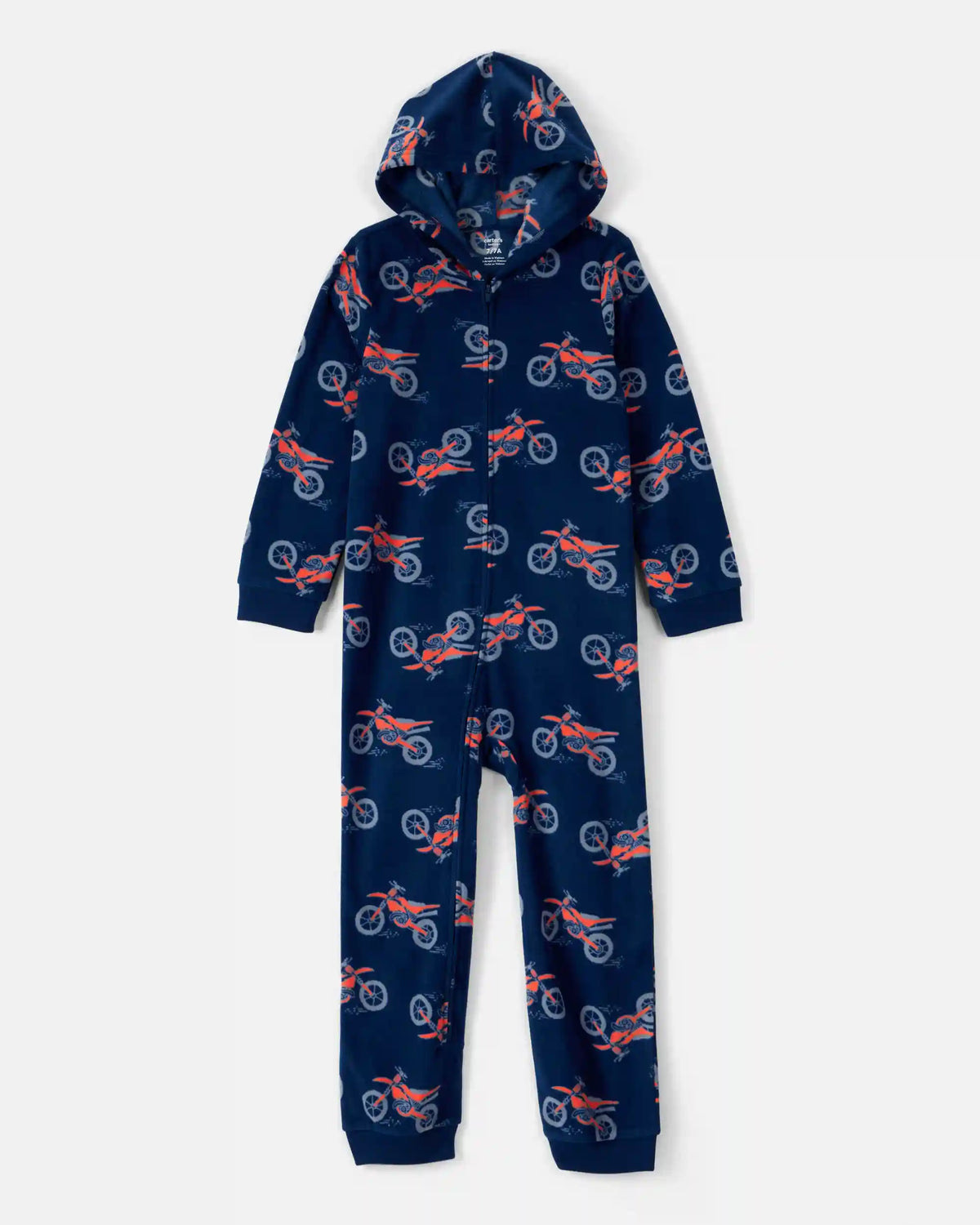 Boys Motorcycle Long-Sleeve Loose Fit 1-Piece Pajamas - Navy