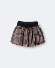 Toddler Girl Bubble Skirt in Plaid - Tan