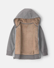 Boys Fleece Zip-Up Hoodie - Grey