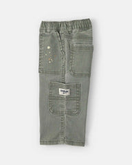 Baby Boy Splatter Paint Wide-Leg Carpenter Pants - Green