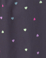 Toddler Girl Heart Twill Pull-On Pants - Black