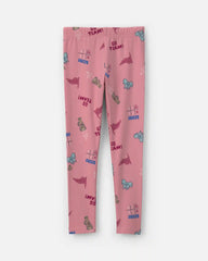 Girls School Spirit Pull-On Stretch Leggings - Pink
