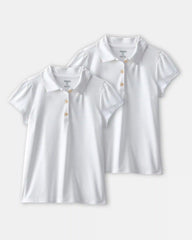 Girls 2-Pack Uniform Active Polo Shirts - White
