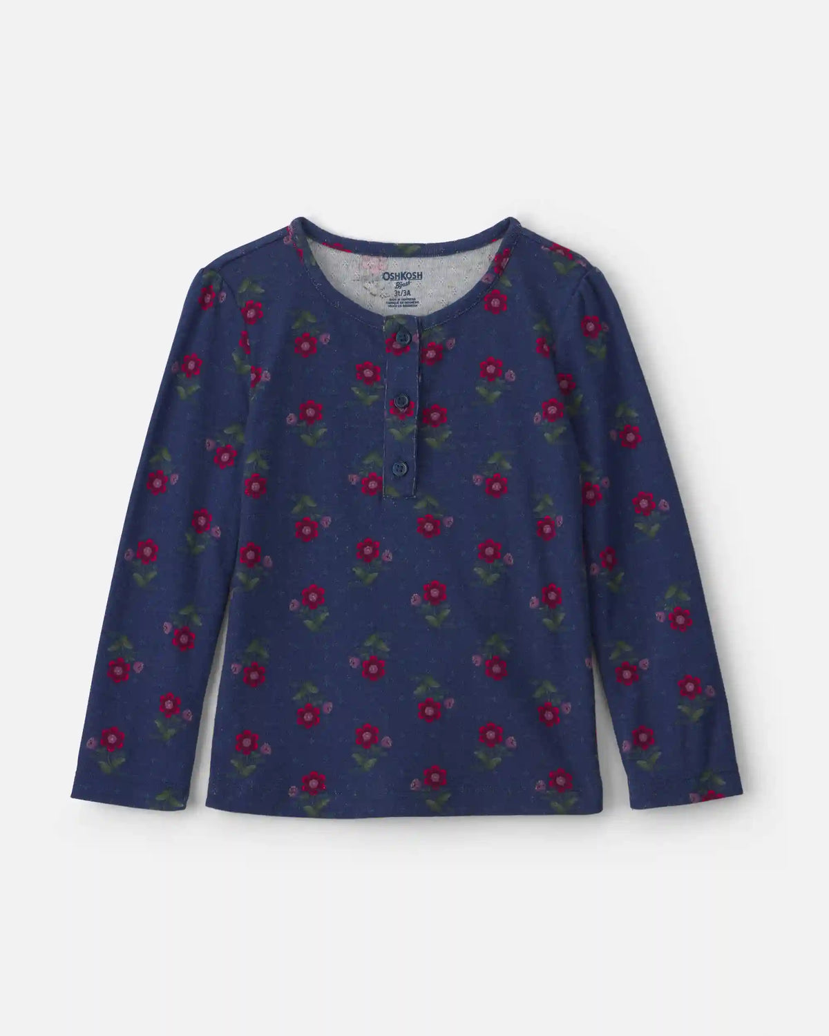 Toddler Girl Floral Long-Sleeve Top - Navy Blue