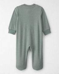 Baby Organic Cotton Ribbed Sleep & Play Pajamas in Stripes