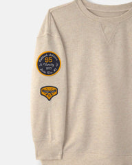 Boys Logo Patch French Terry Pullover Sweatshirt - Cream