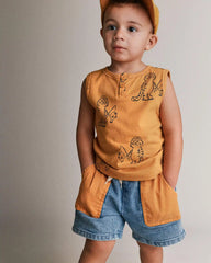 Toddler Colorblock Long-Line Shorts in Denim