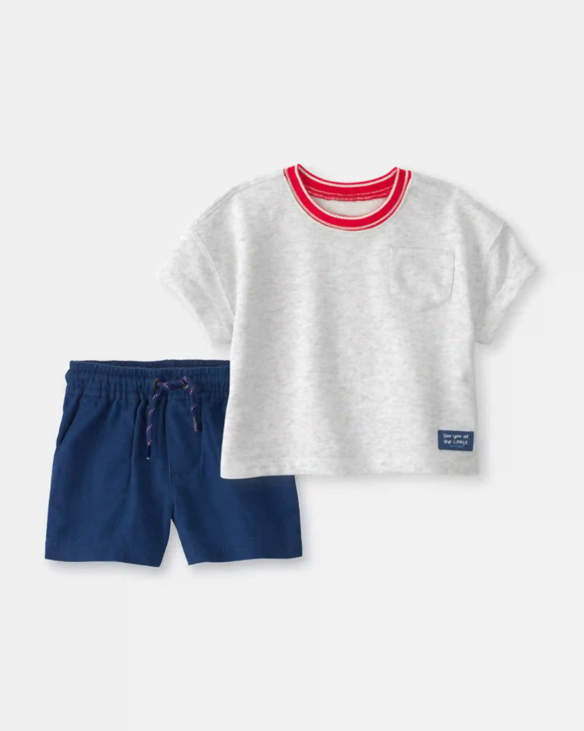 Baby Boy 2-Piece French Terry Pocket T-Shirt & Shorts Set - Grey/Navy