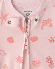 Baby Girl Seashell 100% Cotton Snug Fit 1-Piece Pajama - Pink