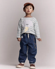 Toddler Striped Storm Long-Sleeve Relaxed Graphic Tee - Teal