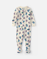 Baby 1-Piece Stitch Christmas 2-Way Zip 100% Cotton Snug Fit Footed Pajama - Ivory