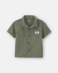 Toddler Boy OshKosh Logo Short-Sleeve Button-Down Shirt - Green