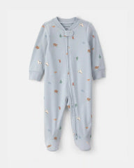 Baby Western 100% Cotton 2-Way Zip Sleep & Play Pajamas - Blue