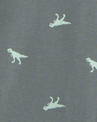 Boys Dinosaur 100% Cotton Snug Fit 4-Piece Pajama Set - Green/Grey