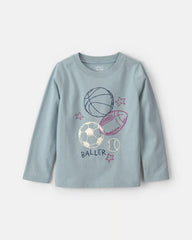 Toddler Boy 'Baller' Basketball Long-Sleeve Graphic Tee - Blue