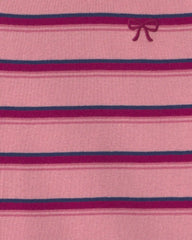 Girls Bow Striped Top - Pink