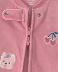 Baby Girl 1-Piece Icon 2-Way Zip DreamPlush Snug Fit Footed Pajama - Pink