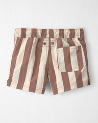 Toddler Boy Recycled Swim Trunks in Brown Stripes