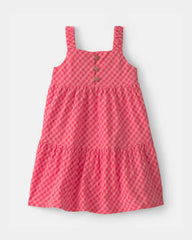 Baby Girl Gingham Tiered Dress - Coral