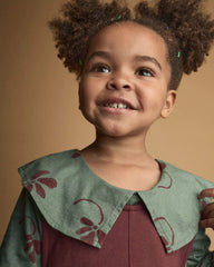 Toddler Girl Peter Pan Collar Top in Floral Print - Sage