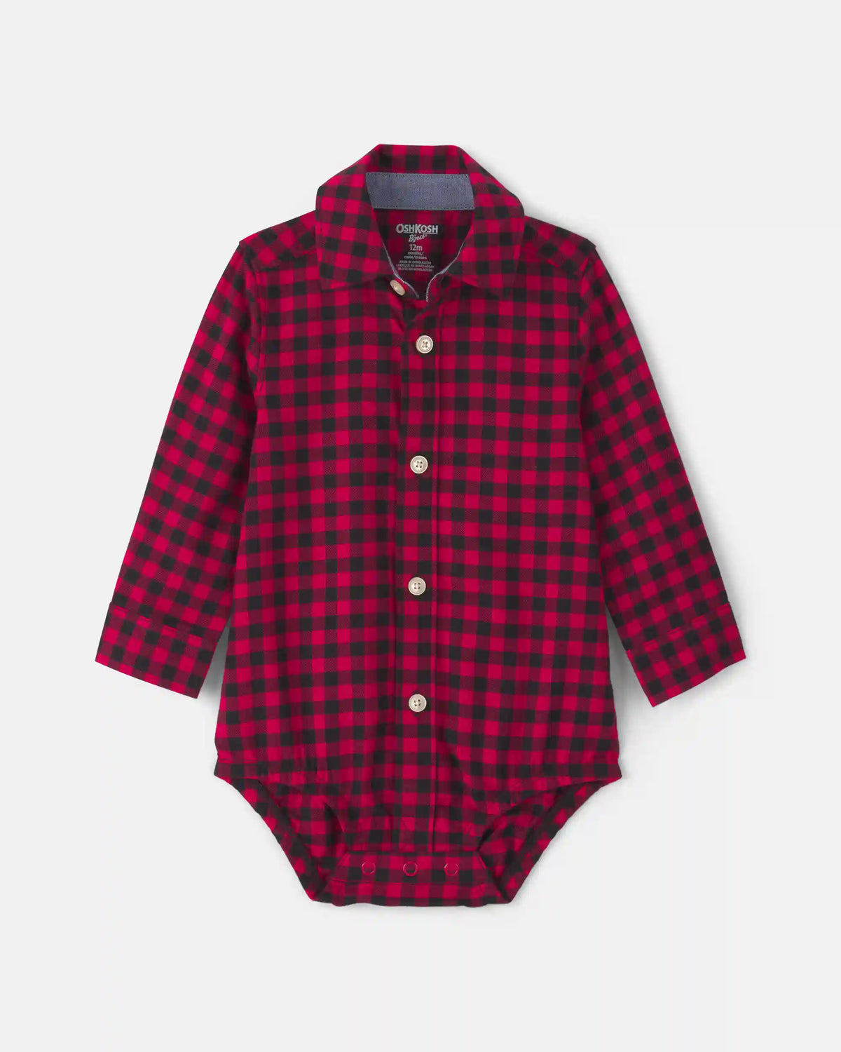 Baby Boy Buffalo Check Long-Sleeve Bodysuit - Red/Black