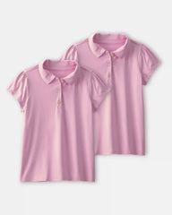 Girls 2-Pack Uniform Polo Shirts - Pink