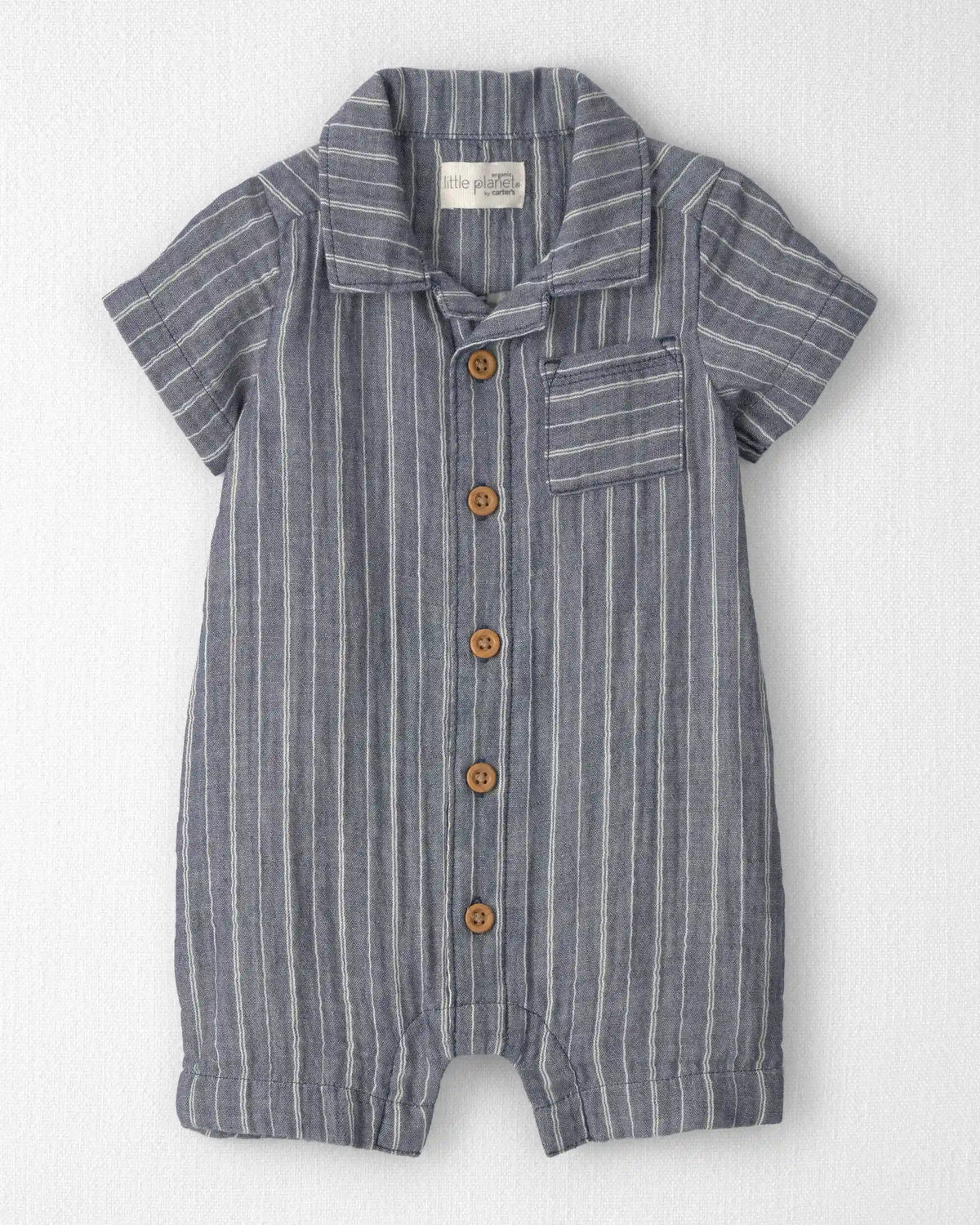 Baby Organic Cotton Gauze Romper in Stripes