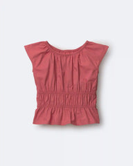 Toddler Girl Elastic Waist Peplum Top - Rose