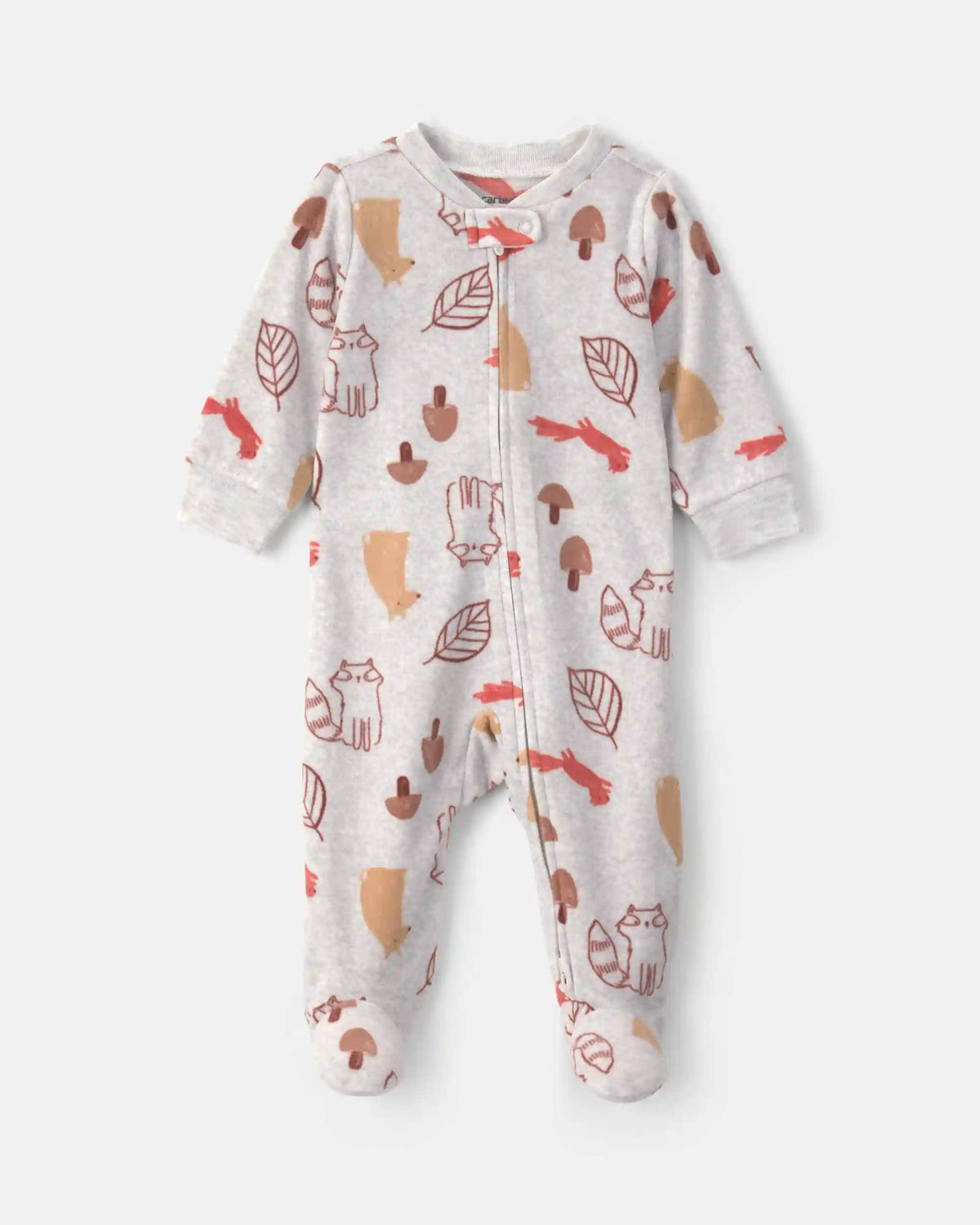 Baby Autumn Fleece 2-Way Zip Sleep & Play Pajamas - Grey